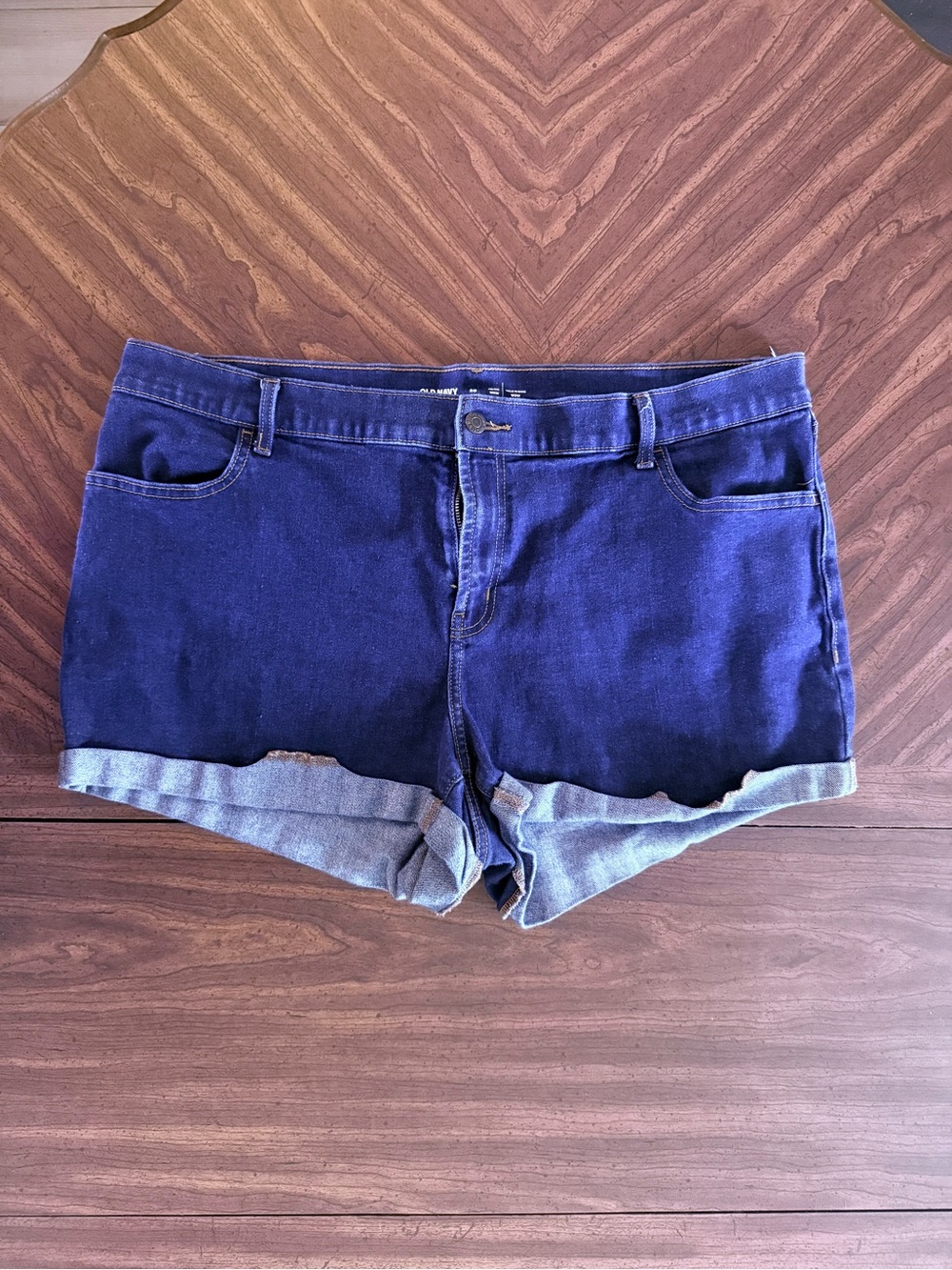 Old Navy High Rise Dark Blue Cuffed Denim Shorts